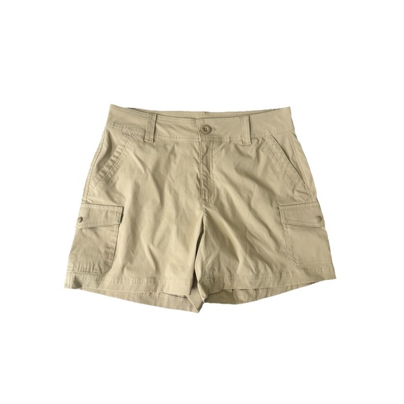 Eddie Bauer Pants - EDDIE BAUER size 4 Khaki Stretch Nylon Cargo Pocket Hiking Shorts NWOT